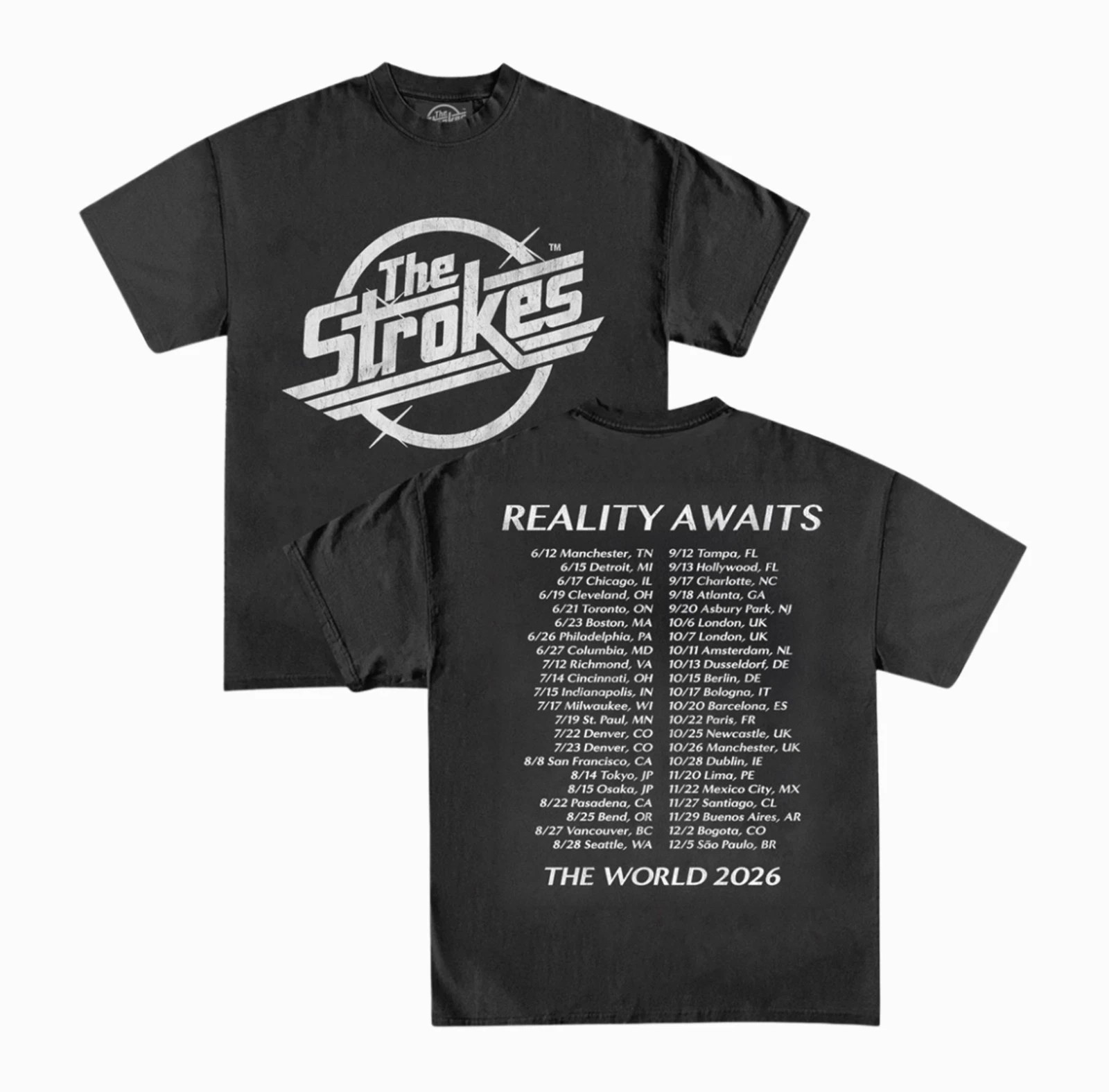The Strokes Reality Awaits Tour 2026 Concert T-Shirt