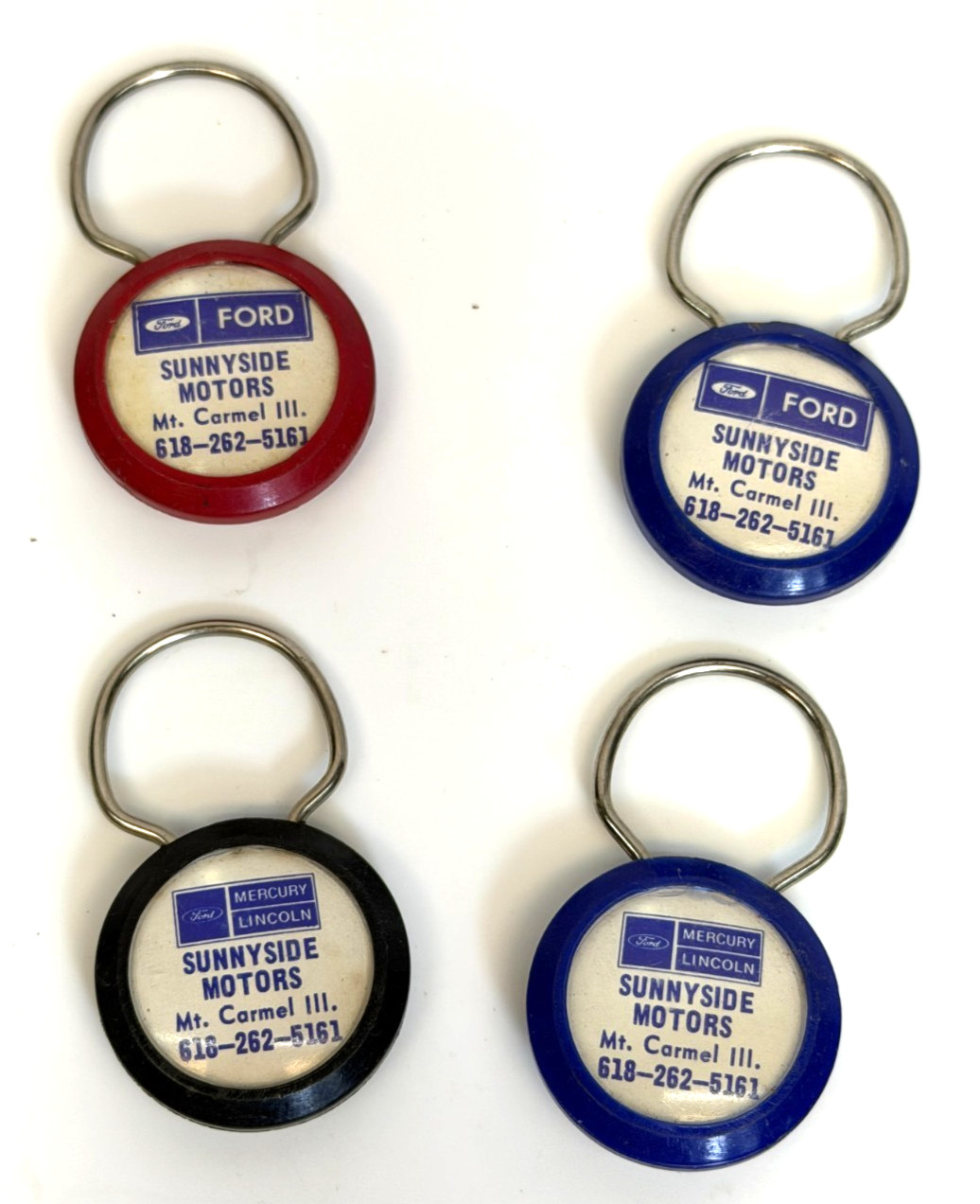 Vintage FORD Sunnyside Motors Mt. Carmel, IL Advertising Keychain LOT 4
