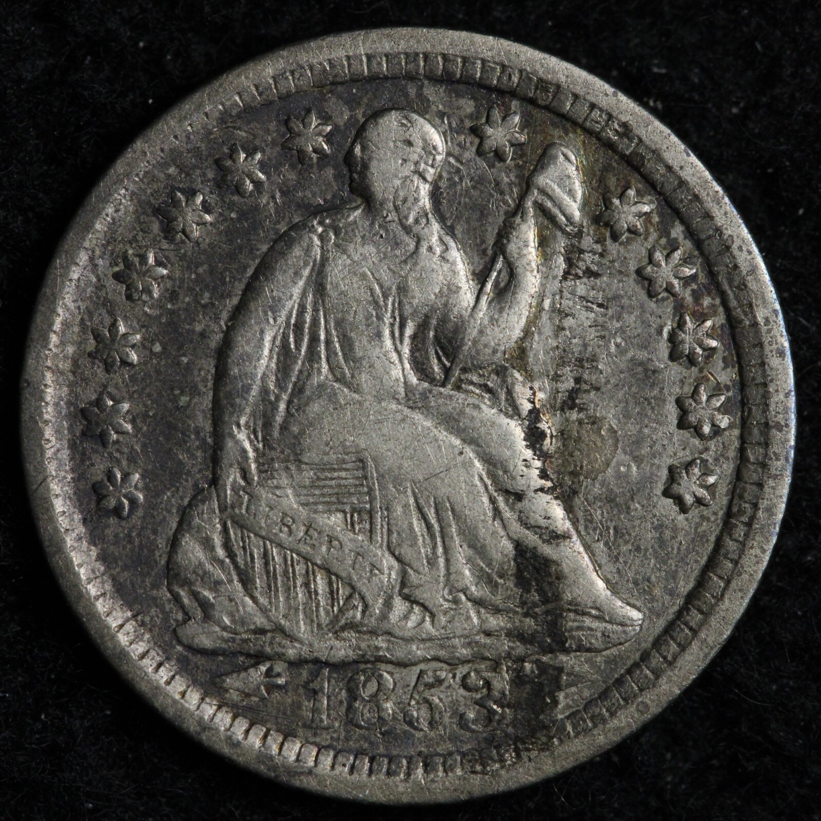 1853-O Seated Liberty Half Dime XF E847 WGMN