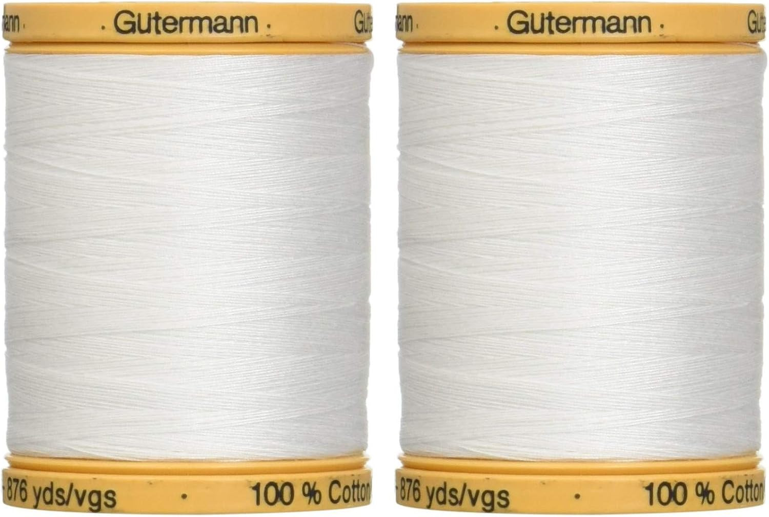 2-Pack - Gutermann Natural Cotton Thread Solids 876 Yards Each - White (800C 570