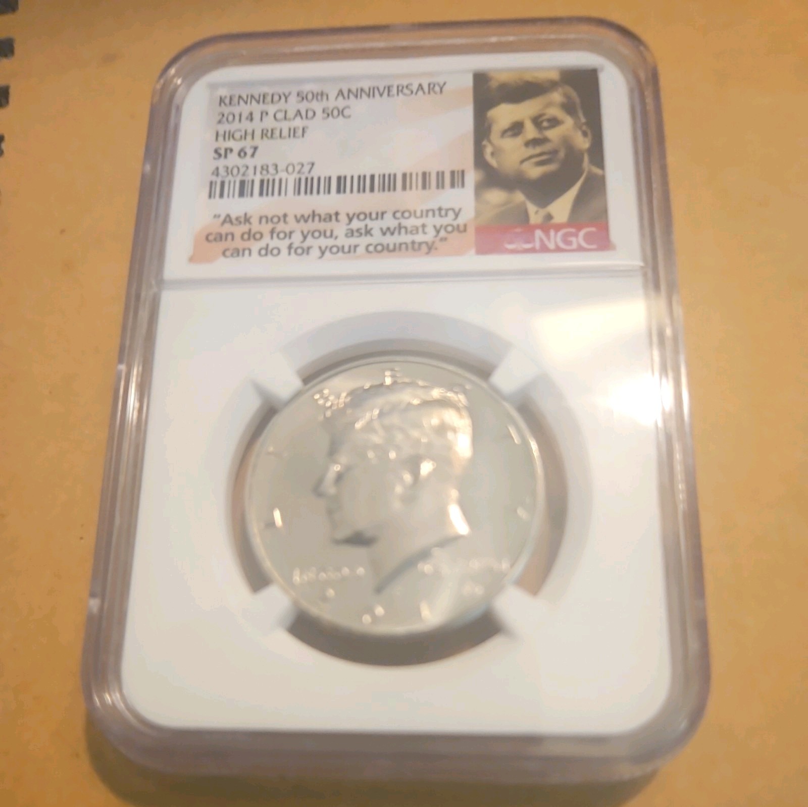 2014 P Clad Kennedy Half Dollar High Relief NGC SP67 Portrait Label #5038 2014 P Clad Kennedy Half Dollar High Relief NGC SP67 Portrait Label #5038