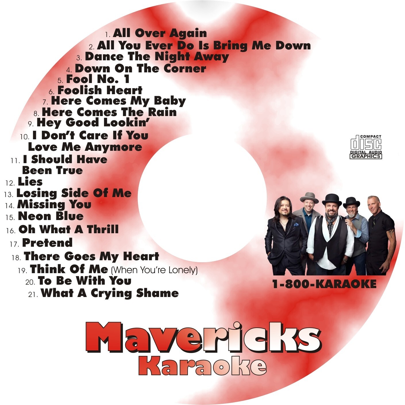 CUSTOM KARAOKE MAVERICKS 21 GREAT SONG cdg CD+G RARE RAUL MALO & CO. MISSING U +