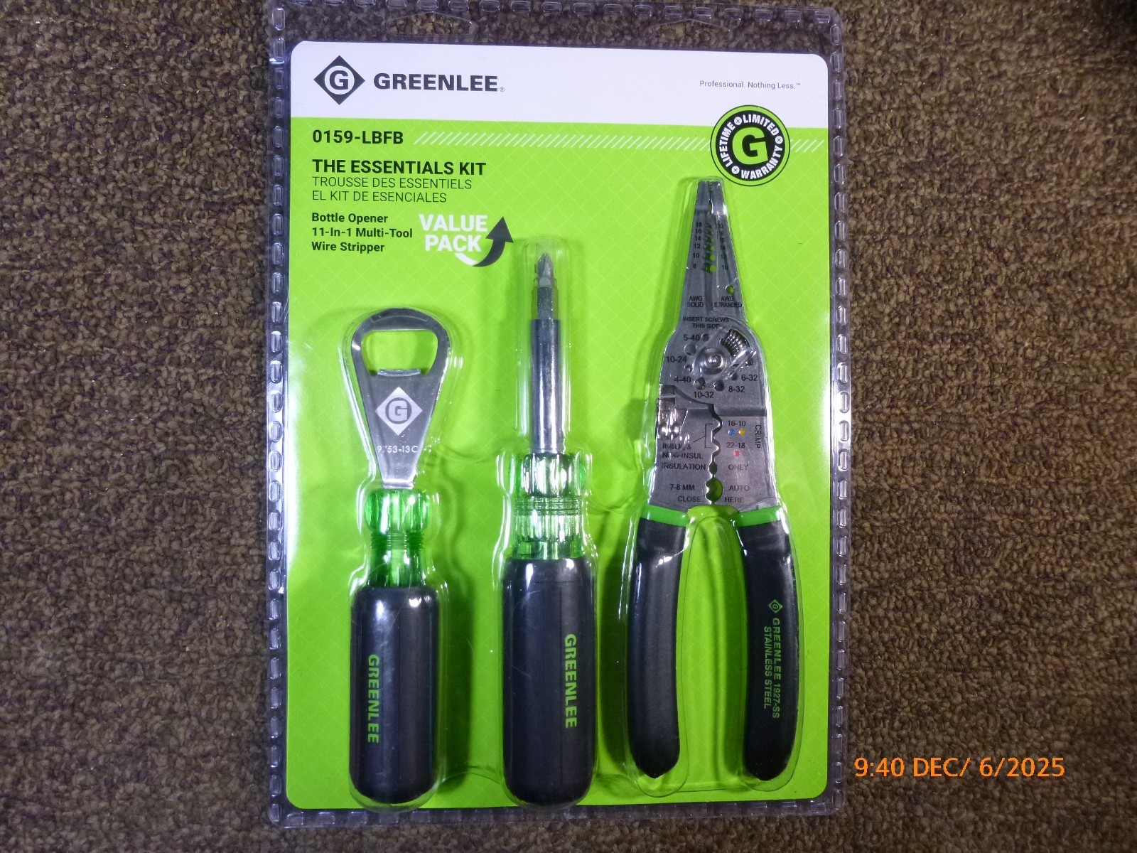 Greenlee Essentials Kit 0159-LBFB Wire Stripper, 11-N-1, Opener*Free Shipping* Greenlee Essentials Kit 0159-LBFB Wire Stripper, 11-N-1, Opener*Free Shipping*