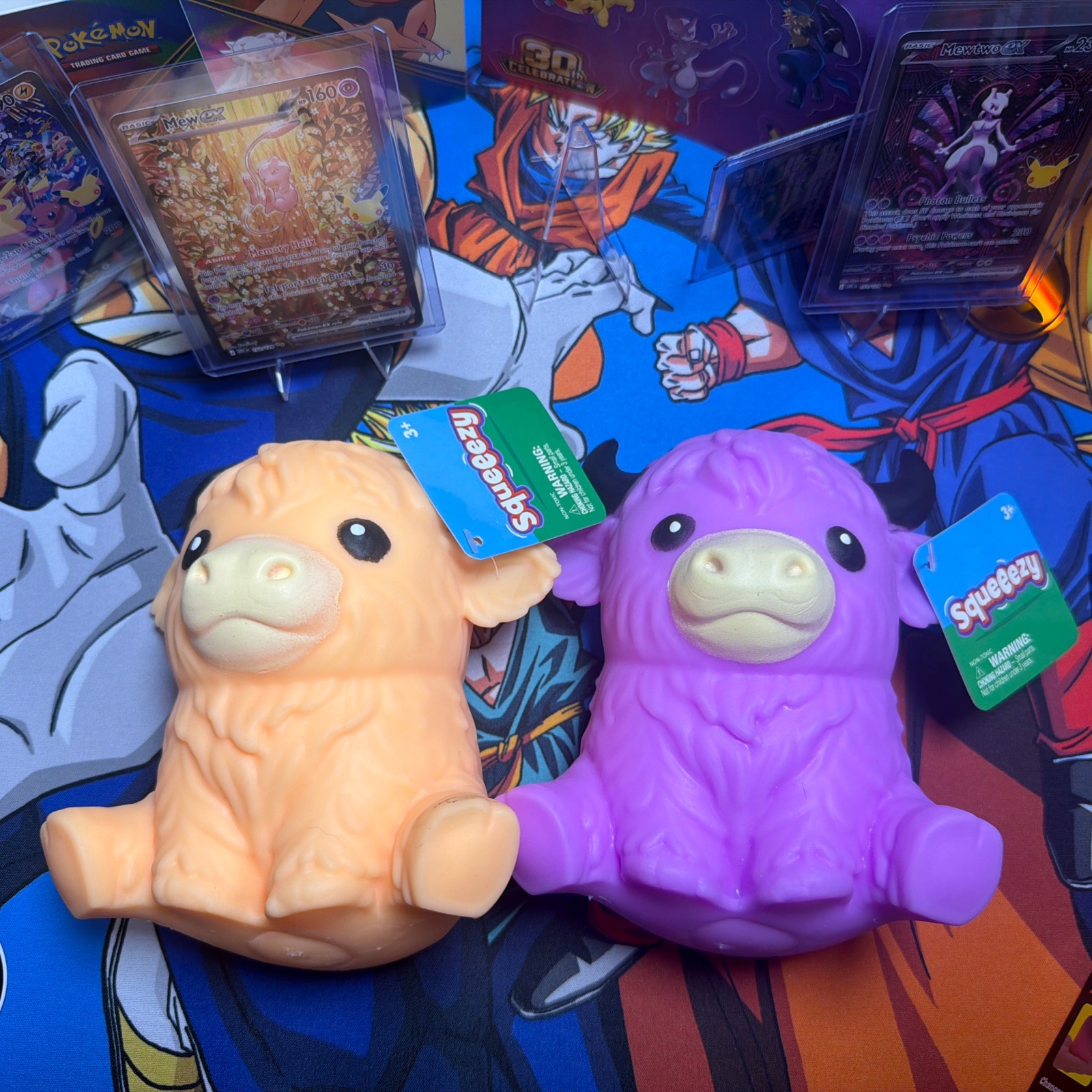 Squeezy Highland Cow Set Of 2 Orange & Purple New With Tag