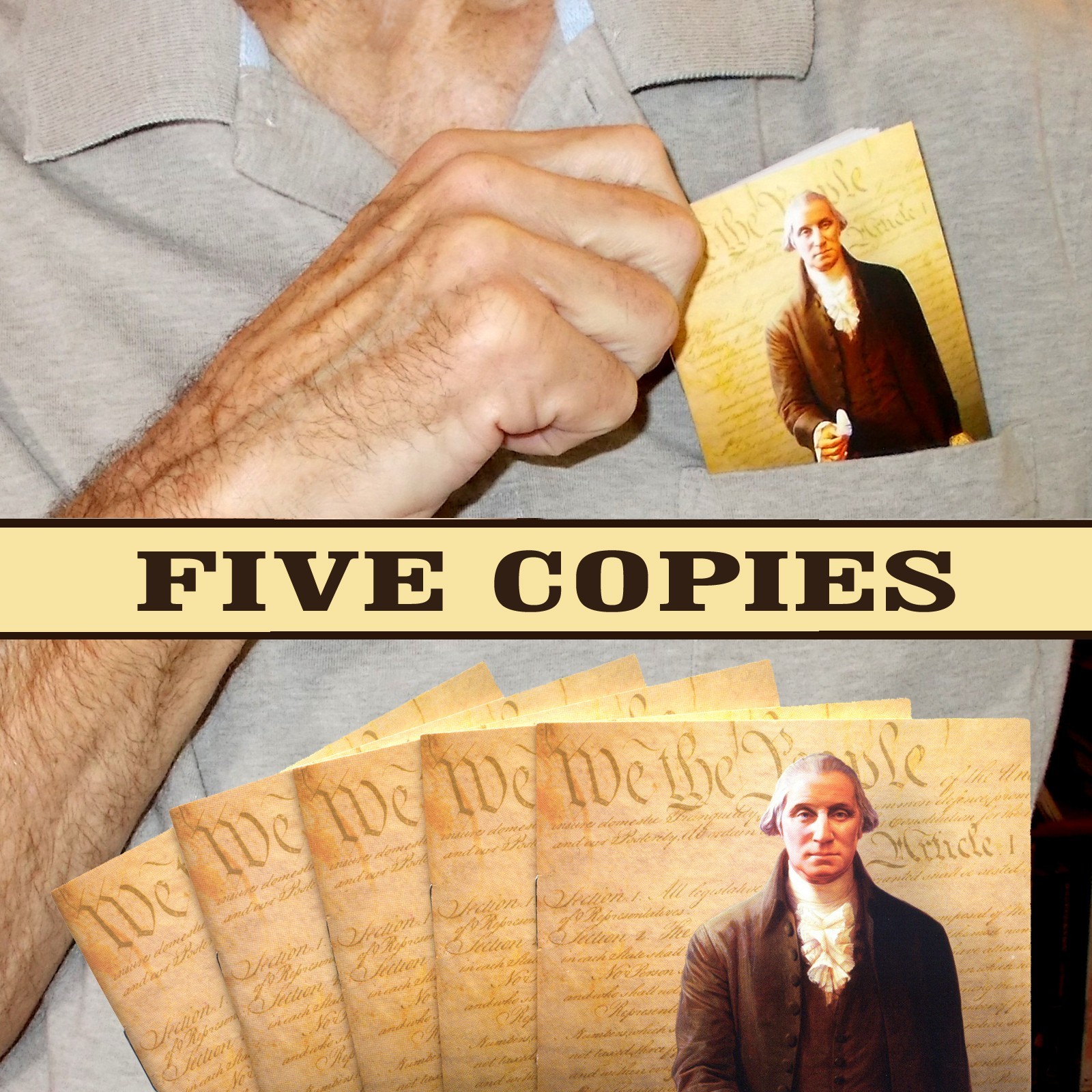 5 COPIES U.S. Pocket Constitution, Declaration of Independence, Bill of Rights