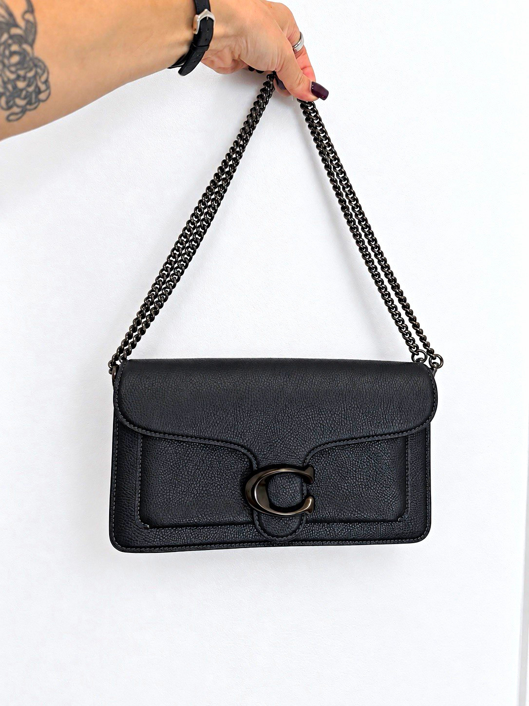 Coach Black Pebbled Tabby Crossbody Chain Strap Detachable Adjustable Small