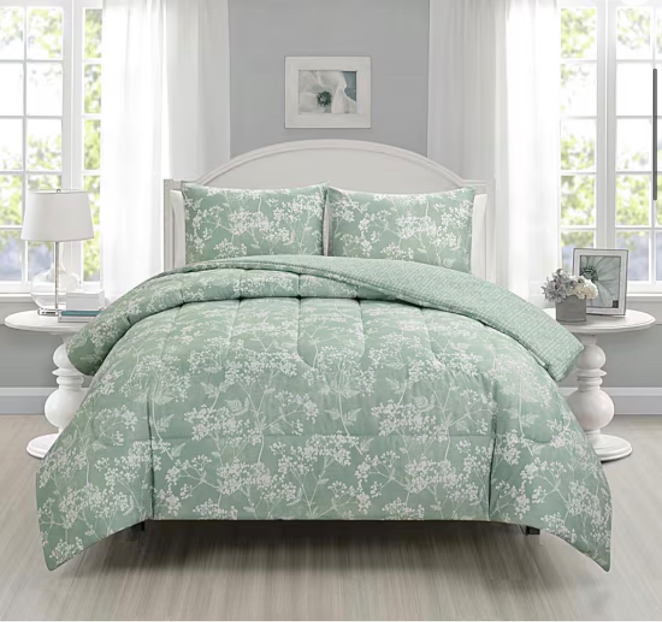 NewRichmond Park Drea 3PC Floral Reversible Midweight Comforter Set Full/Queen