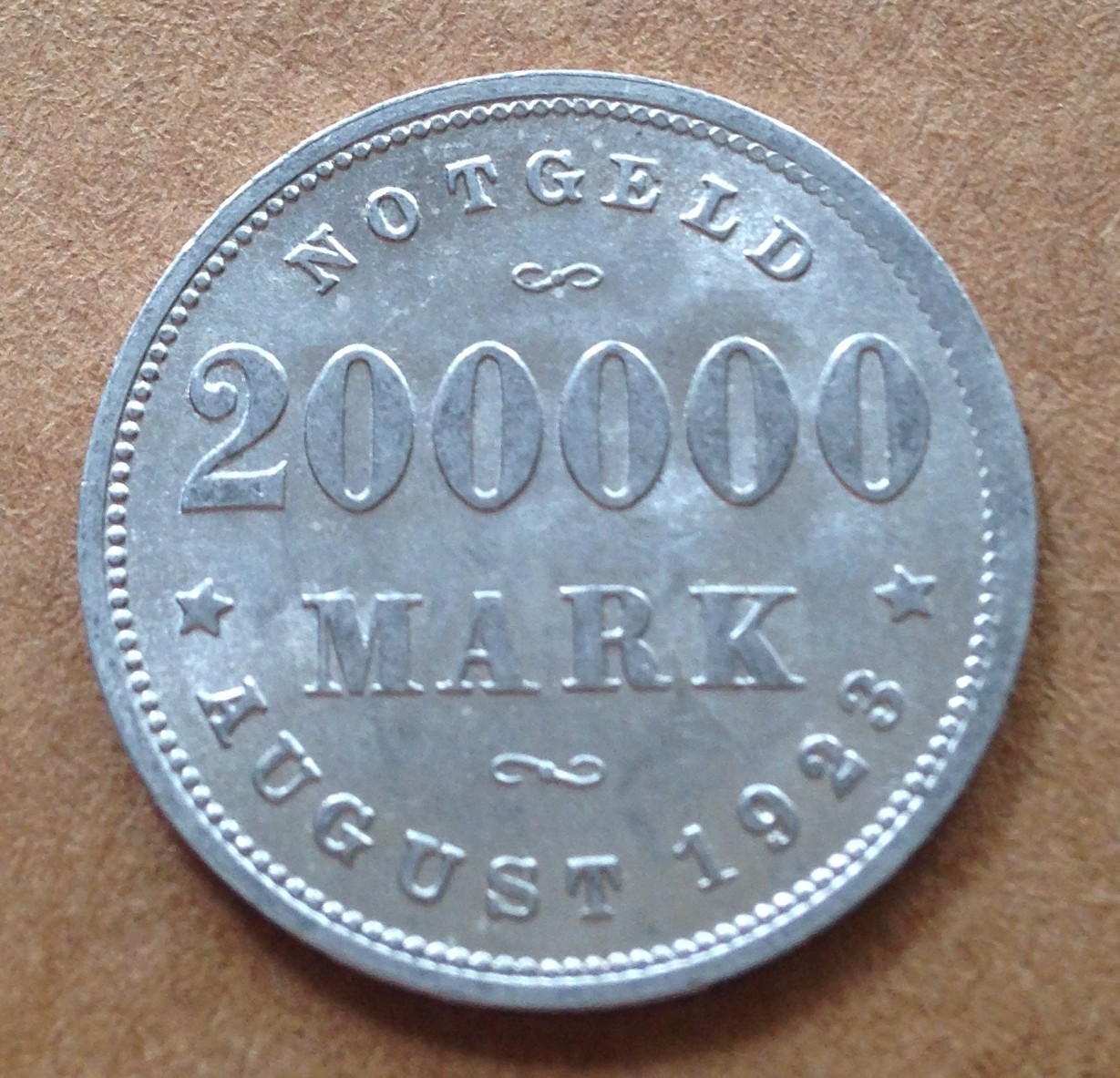 1923 200,000 mark coin - Hamburg emergency money 1923 200,000 mark coin - Hamburg emergency money