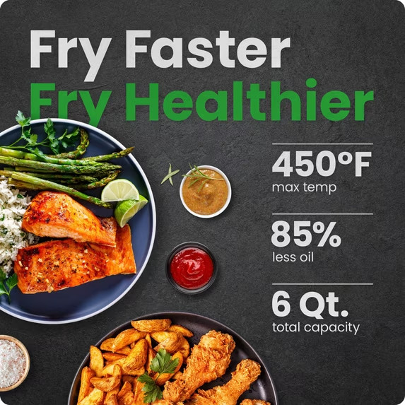Chefman 6 Qt. Air Fryer 4 Functions w/ Touch Controls, HI-FRY Button, Stainless Chefman 6 Qt. Air Fryer 4 Functions w/ Touch Controls, HI-FRY Button, Stainless