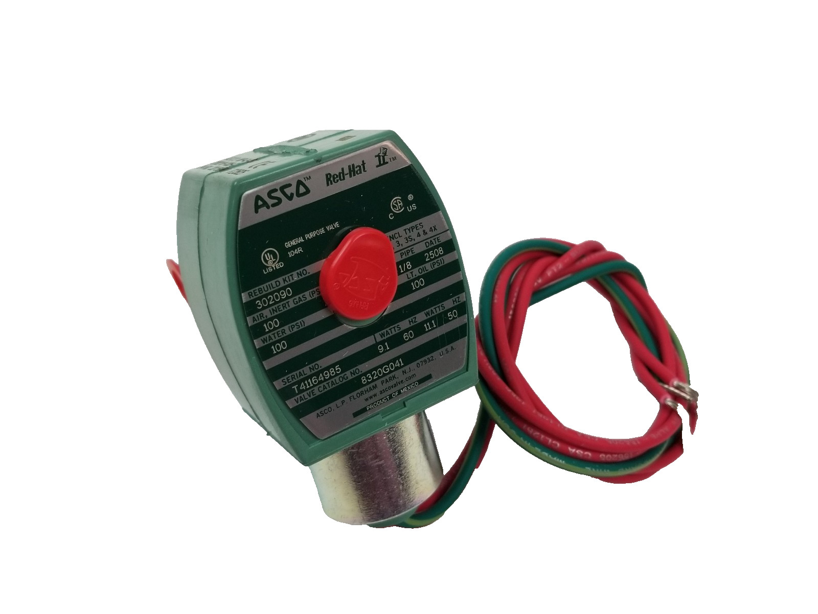 ASCO RedHat 8320G041 Solenoid Valve 3-Way Univ 1/8: Pipe Size 24V AC/60 Hz NEW