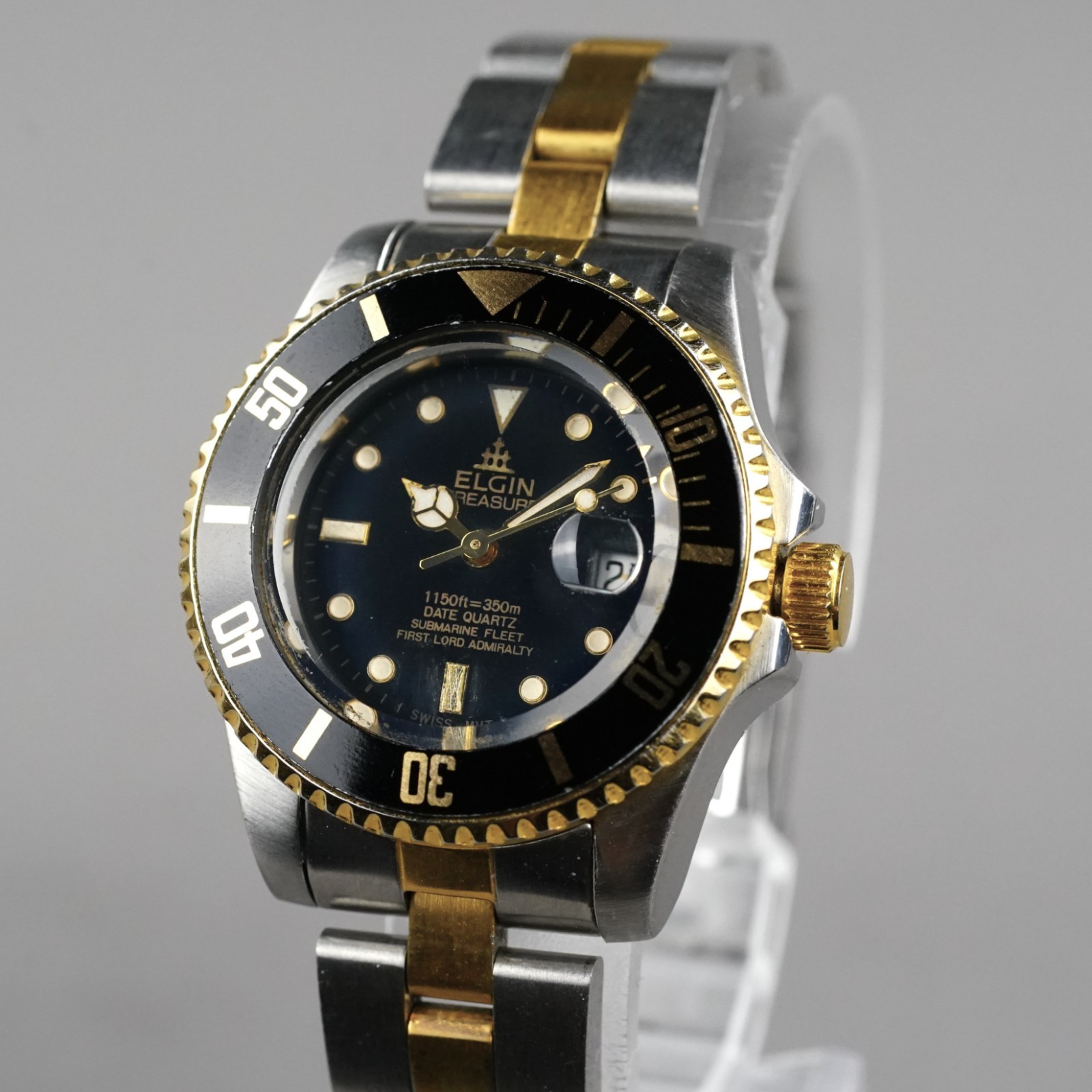 ELGIN TREASURE Diver 350m FK-273 Women\'s Watch 31mm Vintage New Battery 905260