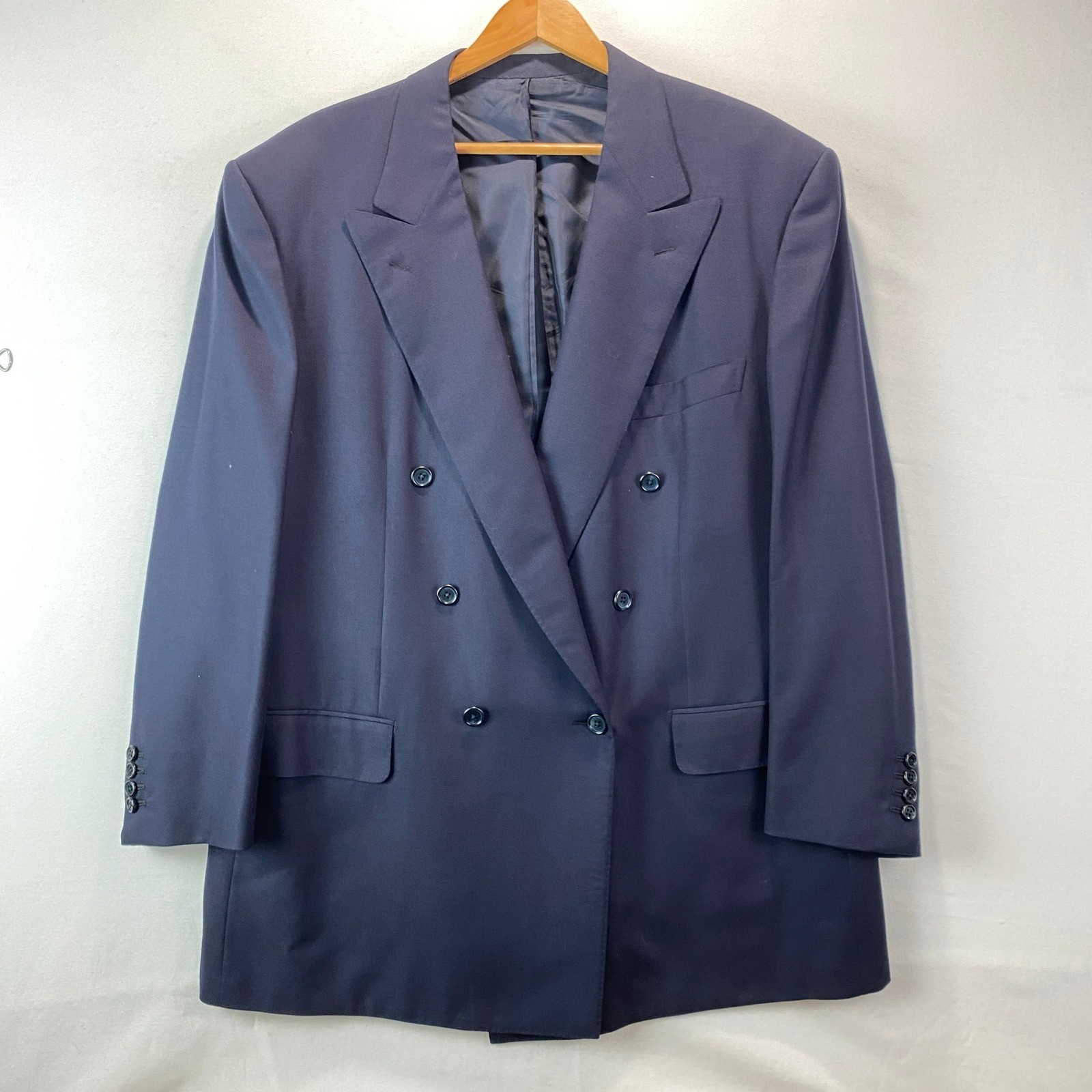 VTG Luciano Barbera Double Breasted Blazer Mens 58 48R Navy Wool Carlo Barbera