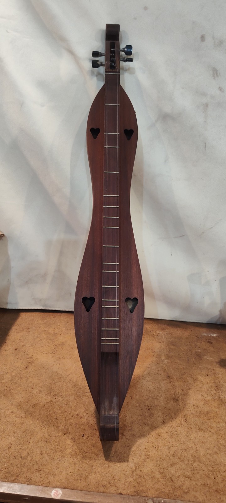 Vintage Wooden Appalachian Style Dulcimer with Heart-Shaped Sound holes