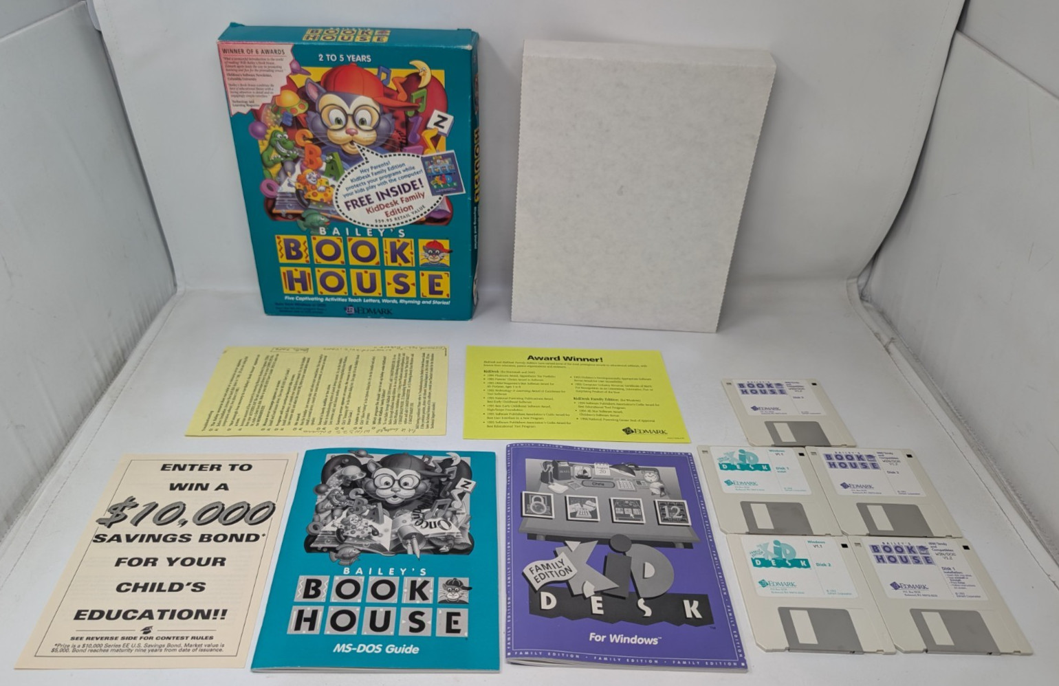 Vintage Bailey’s Book House Edmark Kid\'s PC Game Big Box Floppy Complete 90s