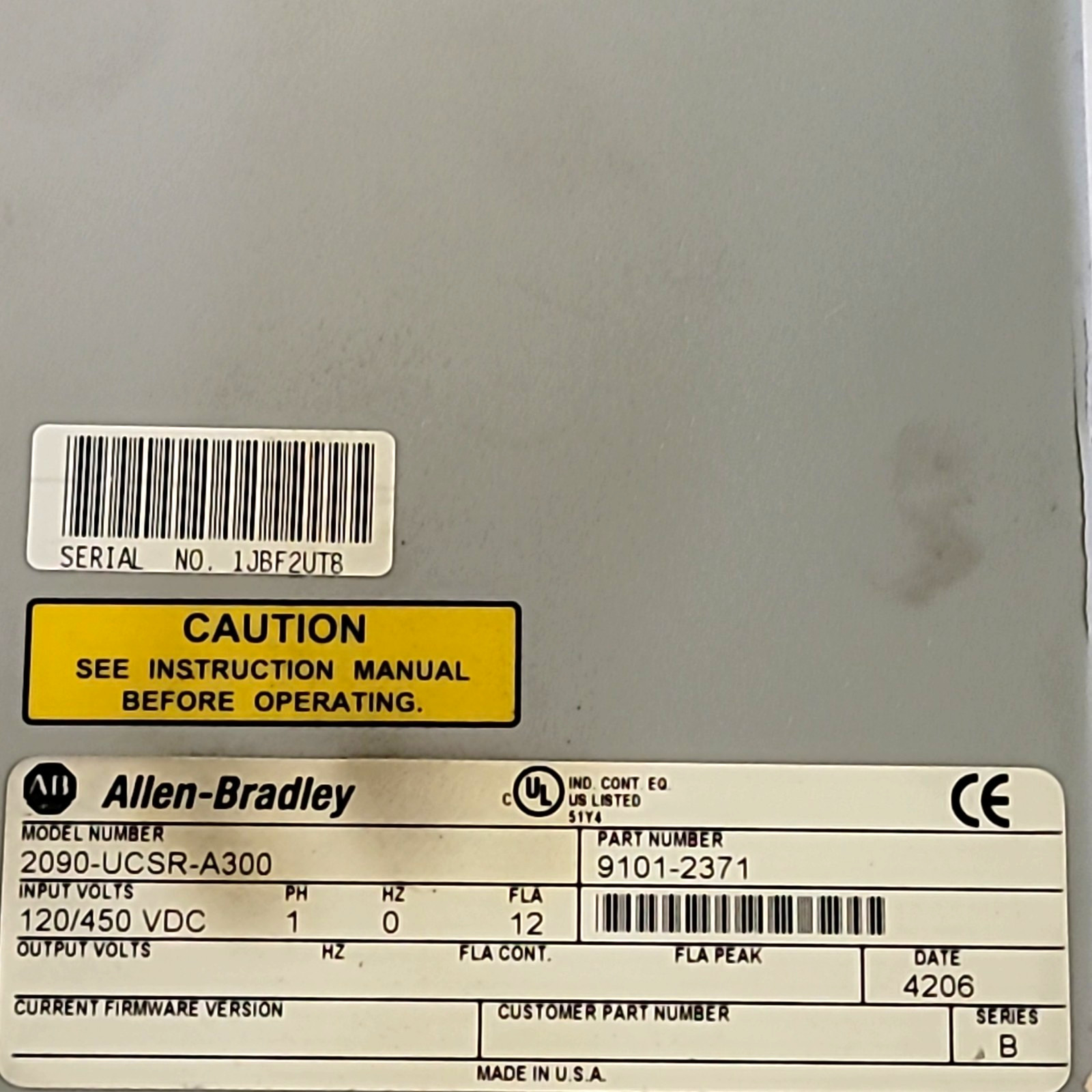 Allen-Bradley Ultra Series Servo Drive Active Shunt 1-Phase 0.3kW 2090-UCSR-A300 Allen-Bradley Ultra Series Servo Drive Active Shunt 1-Phase 0.3kW 2090-UCSR-A300