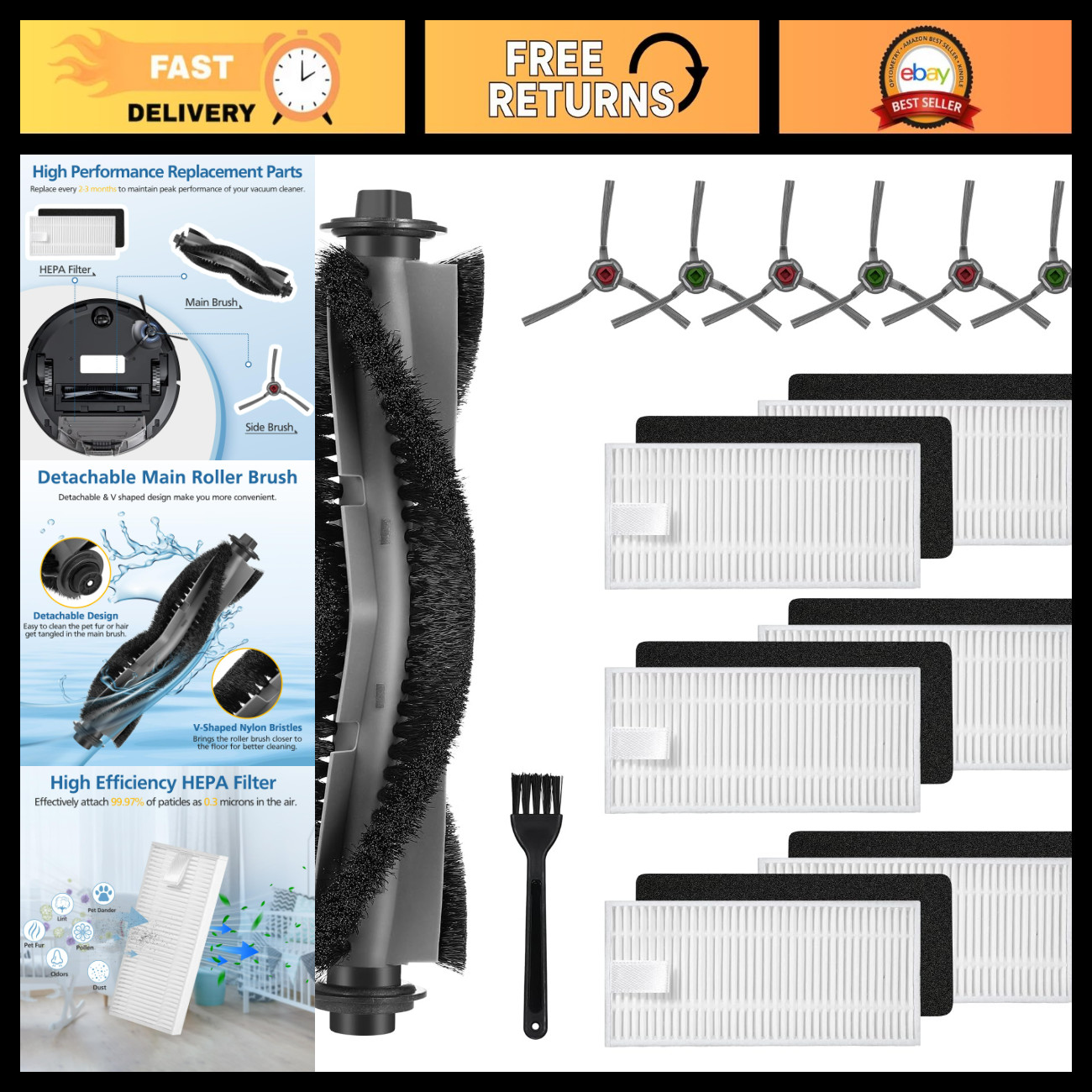 Replacement Parts for Robot Vacuum Cleaner Accessories Kit - P20 Compatible