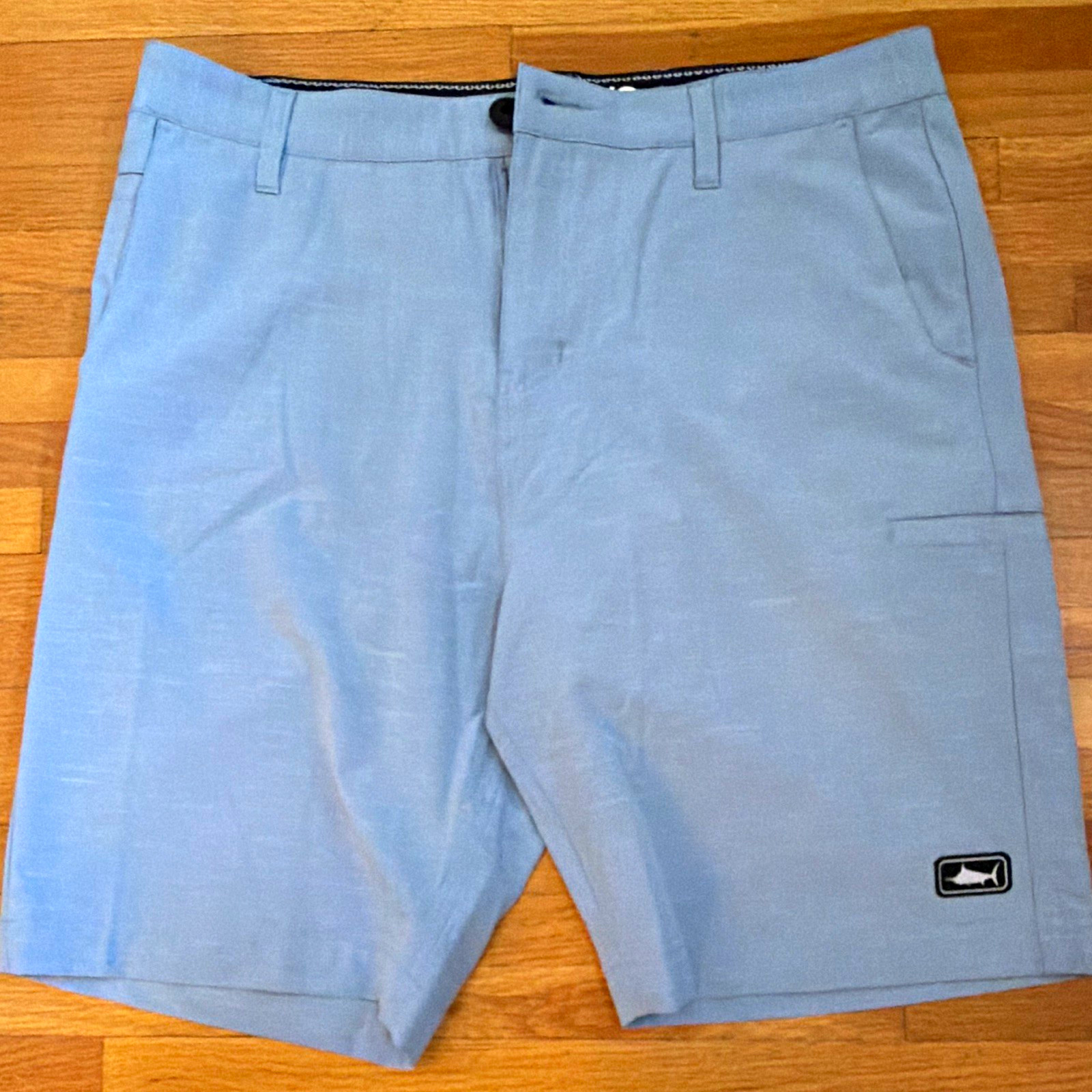 Pelagic Mako XT Men’s Fishing Hybrid Shorts Blue Polyester Pockets Waist 34