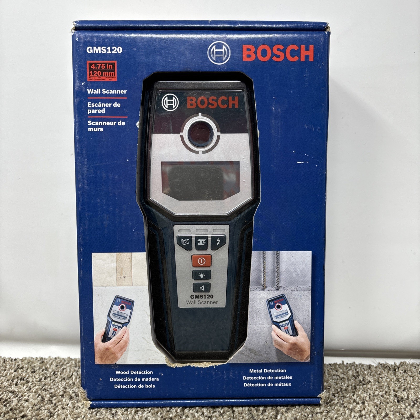 BOSCH Professional GMS 120 Metal Detector Wall Scanner 120mm NEW SEALED BOSCH Professional GMS 120 Metal Detector Wall Scanner 120mm NEW SEALED