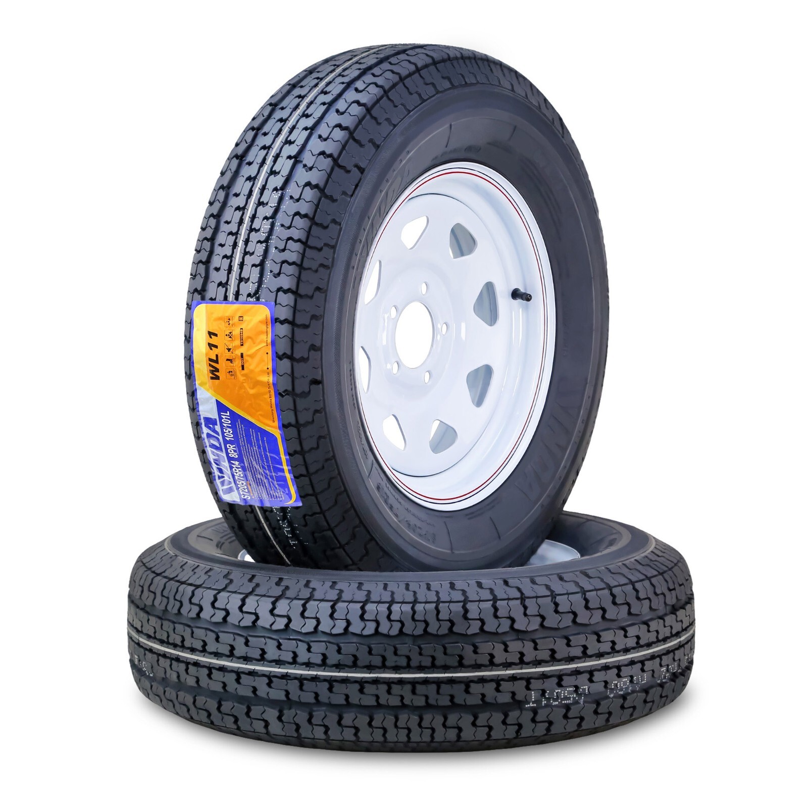 2 WINDA Trailer Tire on Rim ST205/75R14 8-Ply D 105L 5 Lug x 4.5\ 2 WINDA Trailer Tire on Rim ST205/75R14 8-Ply D 105L 5 Lug x 4.5\