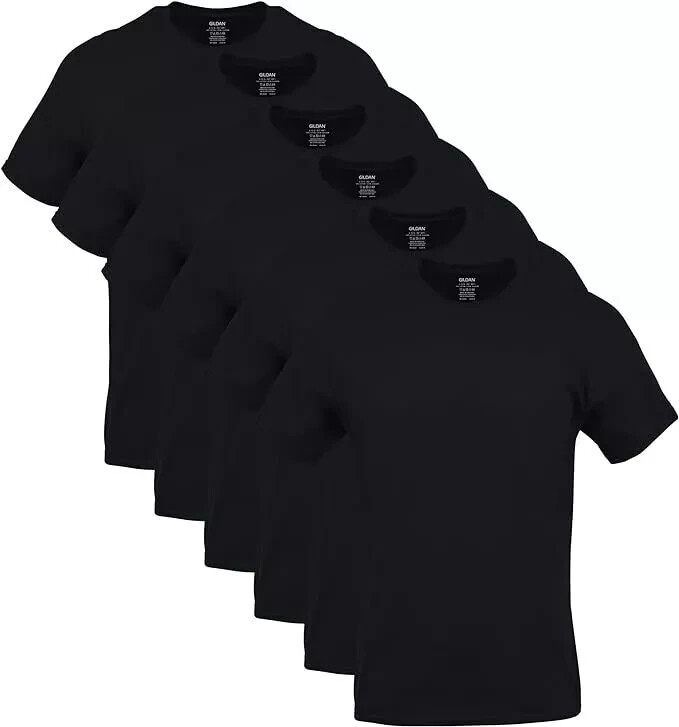Gildan (6-pack) Black Solid Heavy Cotton Short Sleeve Blank T-Shirt S-3XL Gildan (6-pack) Black Solid Heavy Cotton Short Sleeve Blank T-Shirt S-3XL