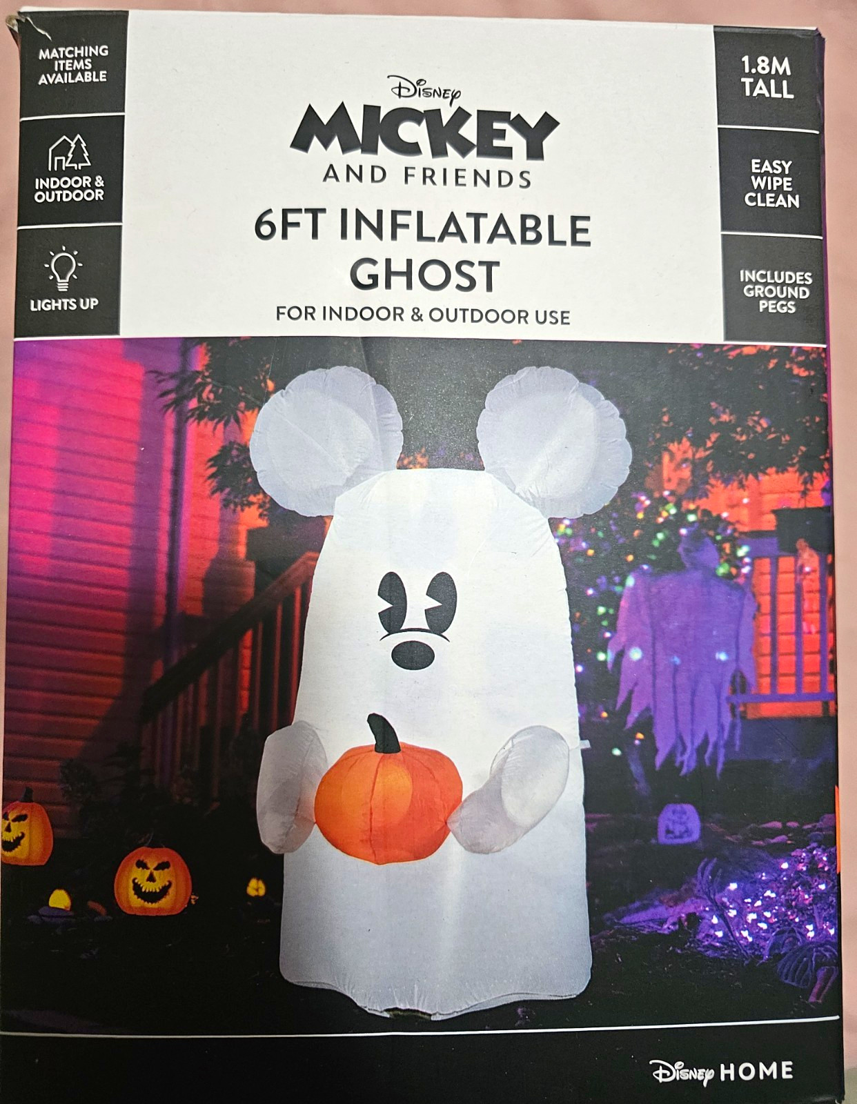 VIRAL Disney Home Mickey Mouse 6ft Inflatable Ghost Halloween Decoration BNIB