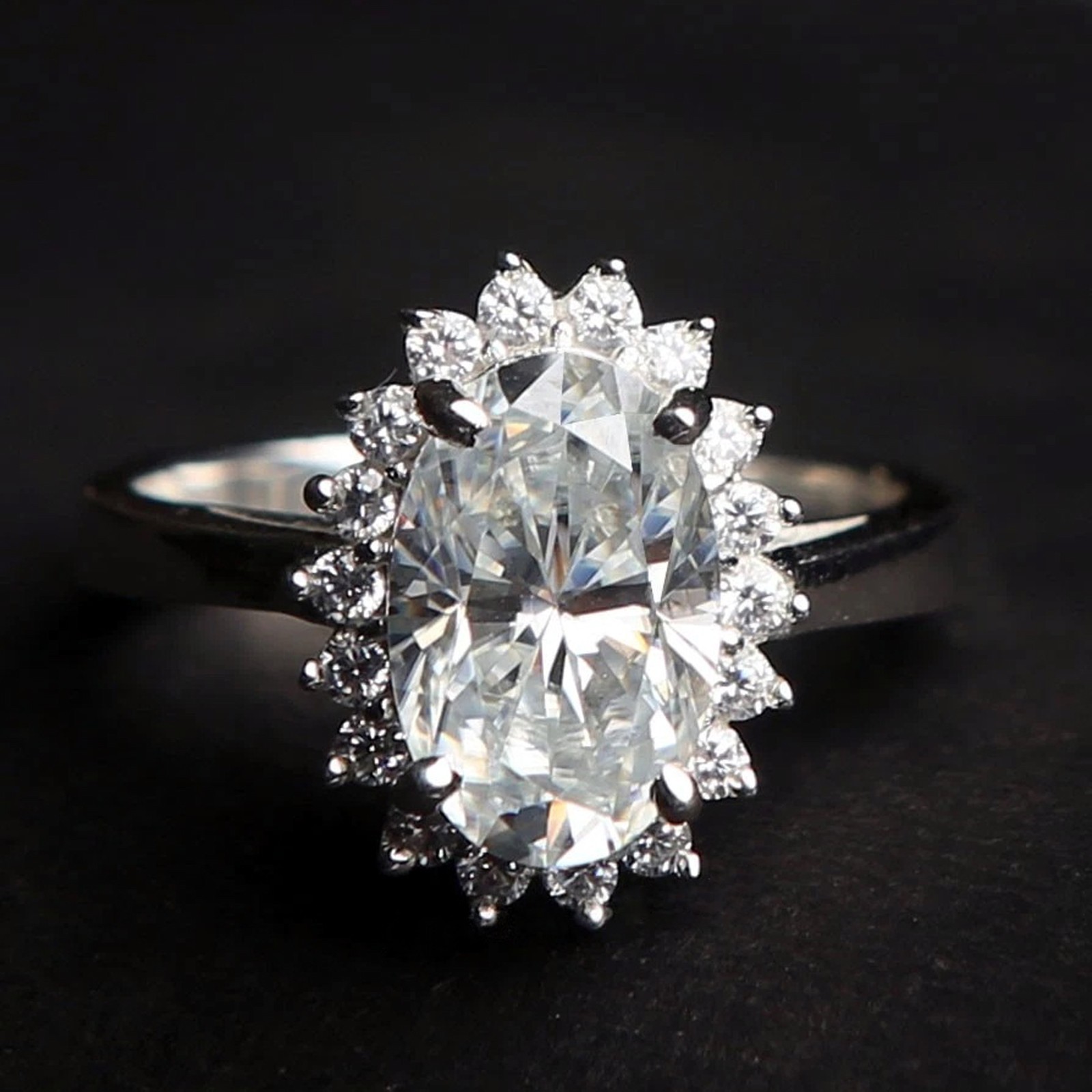 Certified White Diamond 5.00Cts. Oval Shape Ring In 925 Silver - Tariffs Free