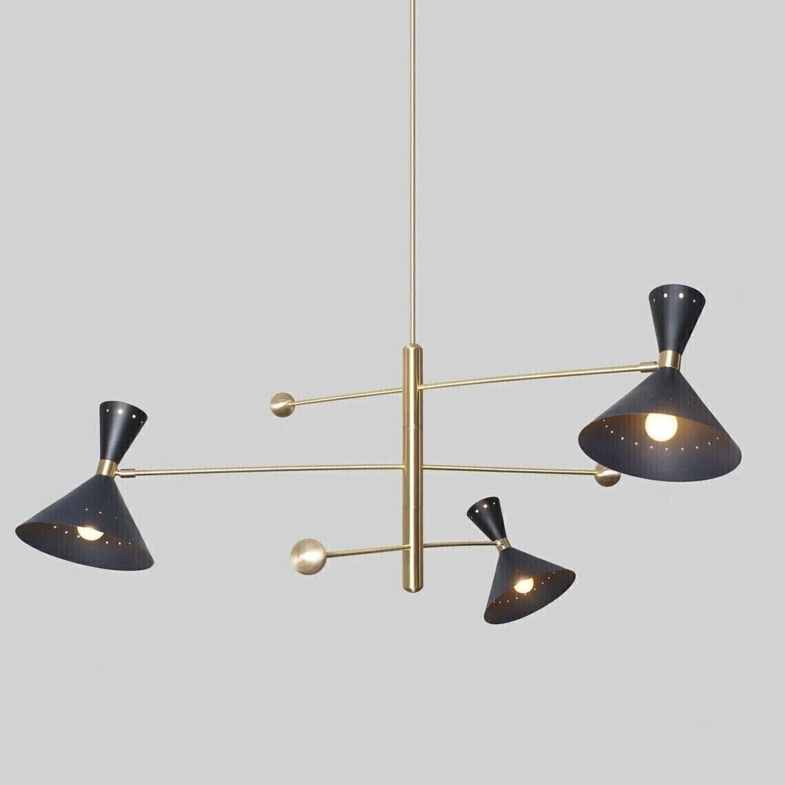 1950s Mid-Century Modern 6 Lights Sputnik Starburst Chandelier Installation