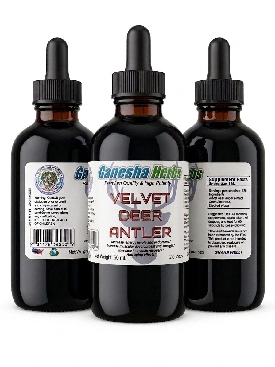 VELVET DEER ANTLER LIQUID  TINCTURE DUAL EXTRACT 2 oz. MAXIMUM STRENGTH