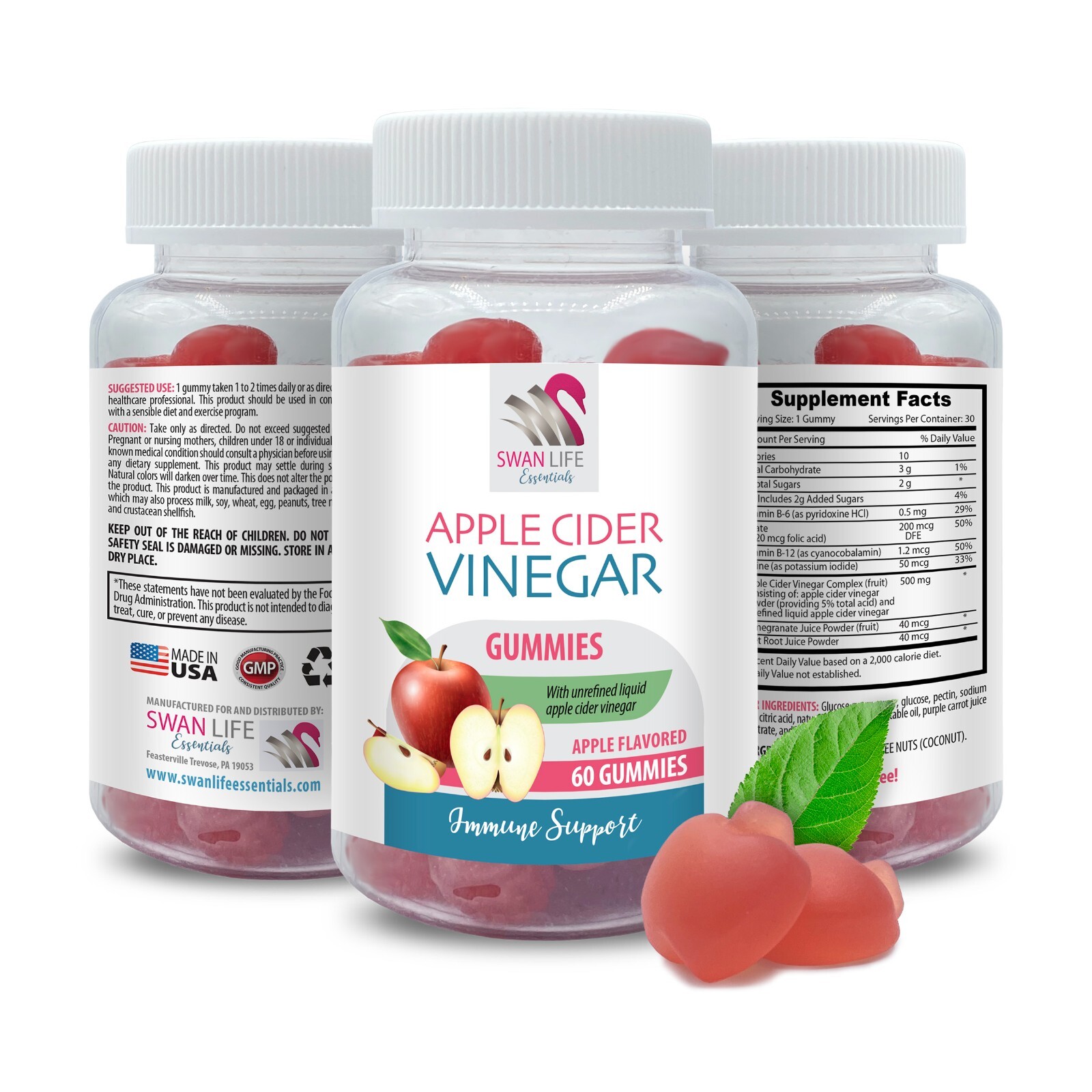 Sweet zest - APPLE CIDER VINEGAR - Chewy nutrition 1 Bottle 60 Gummies