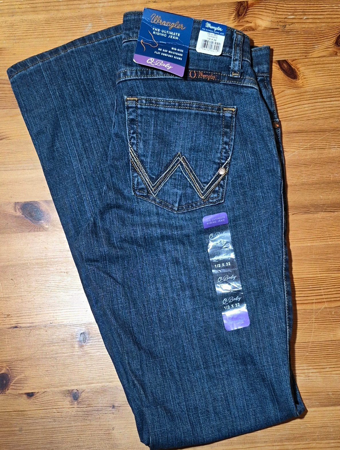 Wrangler Ultimate Riding Jean Mid-Rise Bootcut Dark Wash Blue Denim 1/2×32 size 