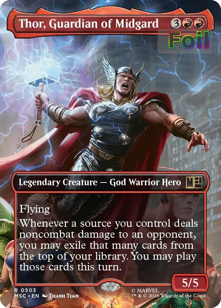 MTG MSC *FOIL* R Thor, Guardian of Midgard (Borderless) #503 NM MTG MSC *FOIL* R Thor, Guardian of Midgard (Borderless) #503 NM