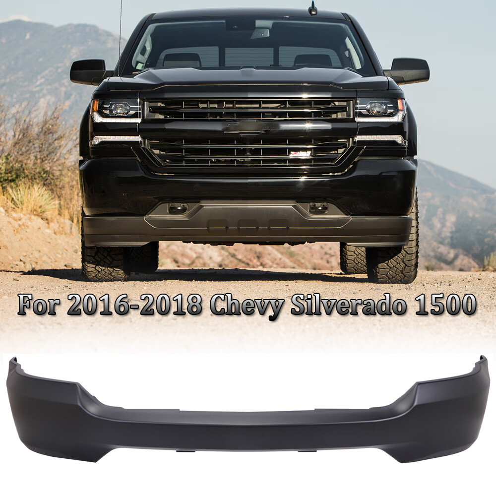 FOR 16-19 SILVERADO 1500 BLACK FRONT BUMPER FACE BAR W/O SENSOR& FOG LIGHT HOLES