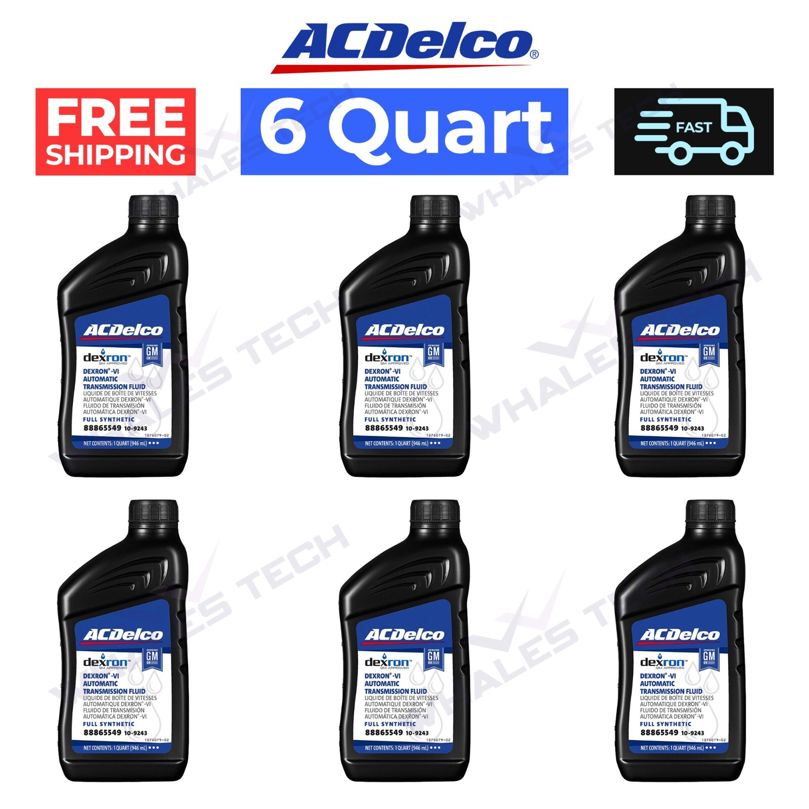 ACDelco 10-9243 Dexron-VI Full Synthetic Automatic Transmission Fluid 6 Quart ACDelco 10-9243 Dexron-VI Full Synthetic Automatic Transmission Fluid 6 Quart