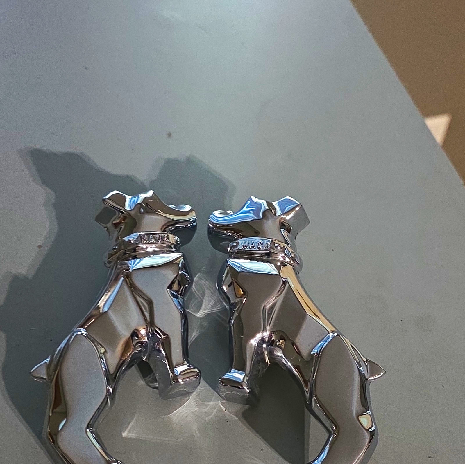 Mack Bulldog Chrome Hood Ornament/Emblem Badges Pair Lot of 2 w/ Mounting Studs