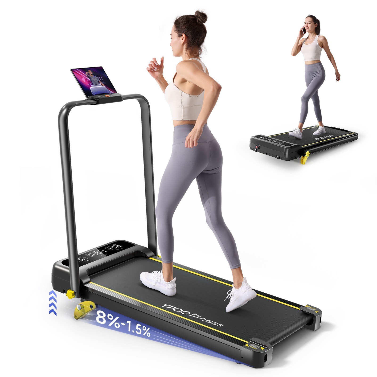 YPOO Treadmills for Home 300lb Foldable Treadmill with Incline Portable