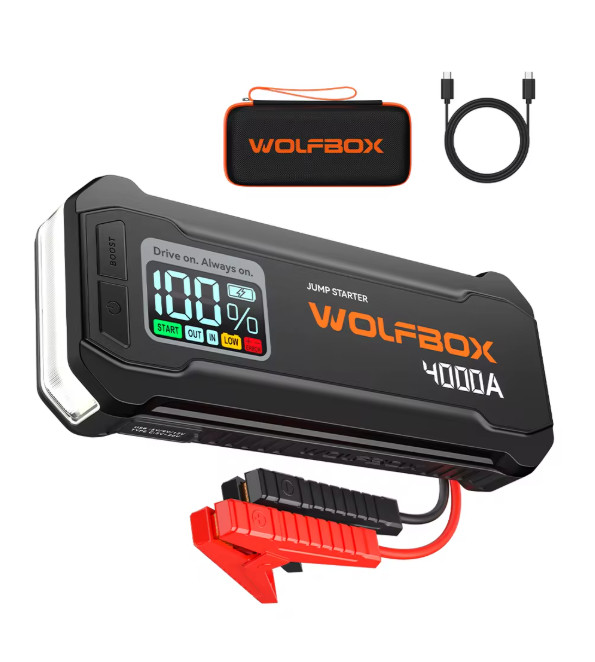 WOLFBOX JS24 4000A Portable Jump Starter Battery Pack Power Bank 24000mAh