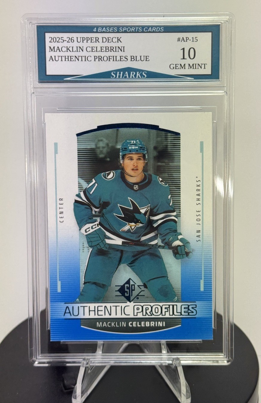 2025-26 UD Macklin Celebrini SP Authentic Profiles Blue #AP-15 