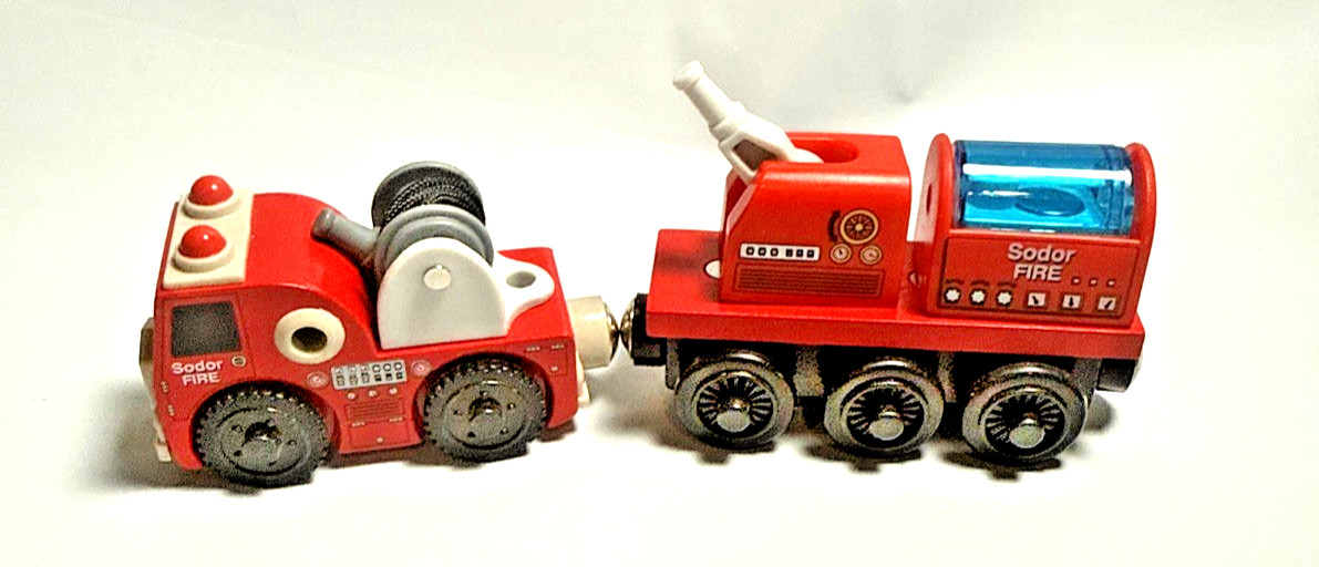 Thomas & Friends Wooden Railway Fire Brigade Train AND TruckTanker NEW Thomas & Friends Wooden Railway Fire Brigade Train AND TruckTanker NEW