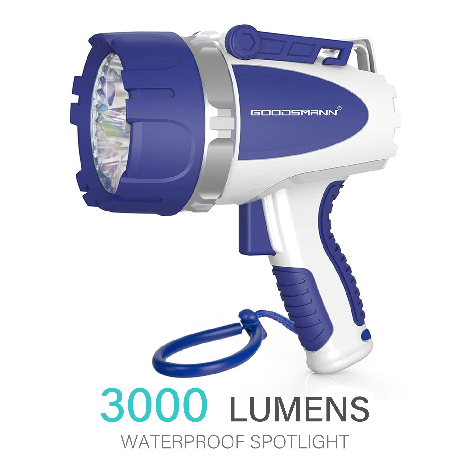 GOODSMANN Rechargeable Spotlight Waterproof LED Flashlight 3000 Lumen with USB