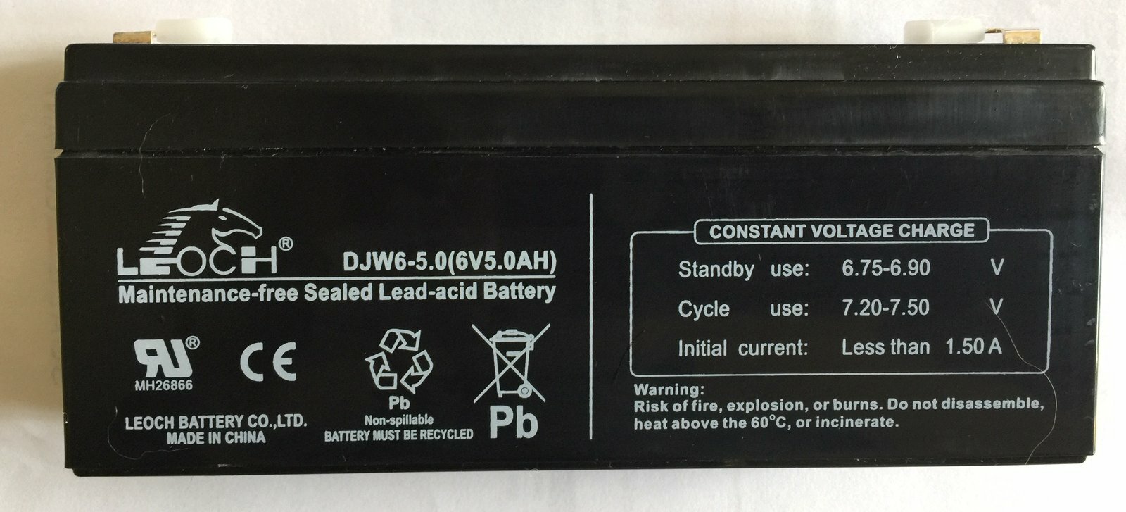 Leoch DJW6-5.0 (6 VOLT 5.0 AH) SLA Rechargeable BATTERY Leoch DJW6-5.0 (6 VOLT 5.0 AH) SLA Rechargeable BATTERY