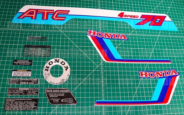 1983 83'  ATC 70 BLUE Christmas Edition 12pc Graphic decals stickers calcomanias