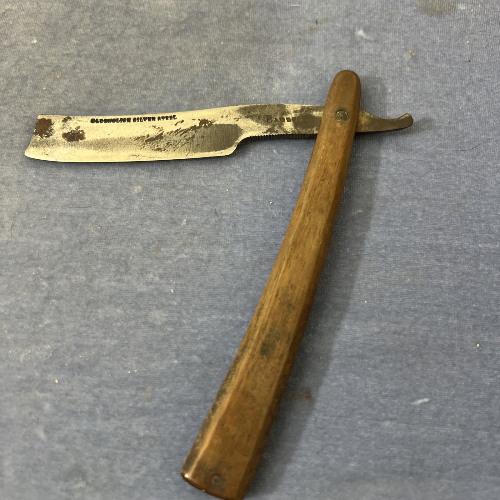 Antique John Barber Old English Silver Steel Straight Razor Sheffield