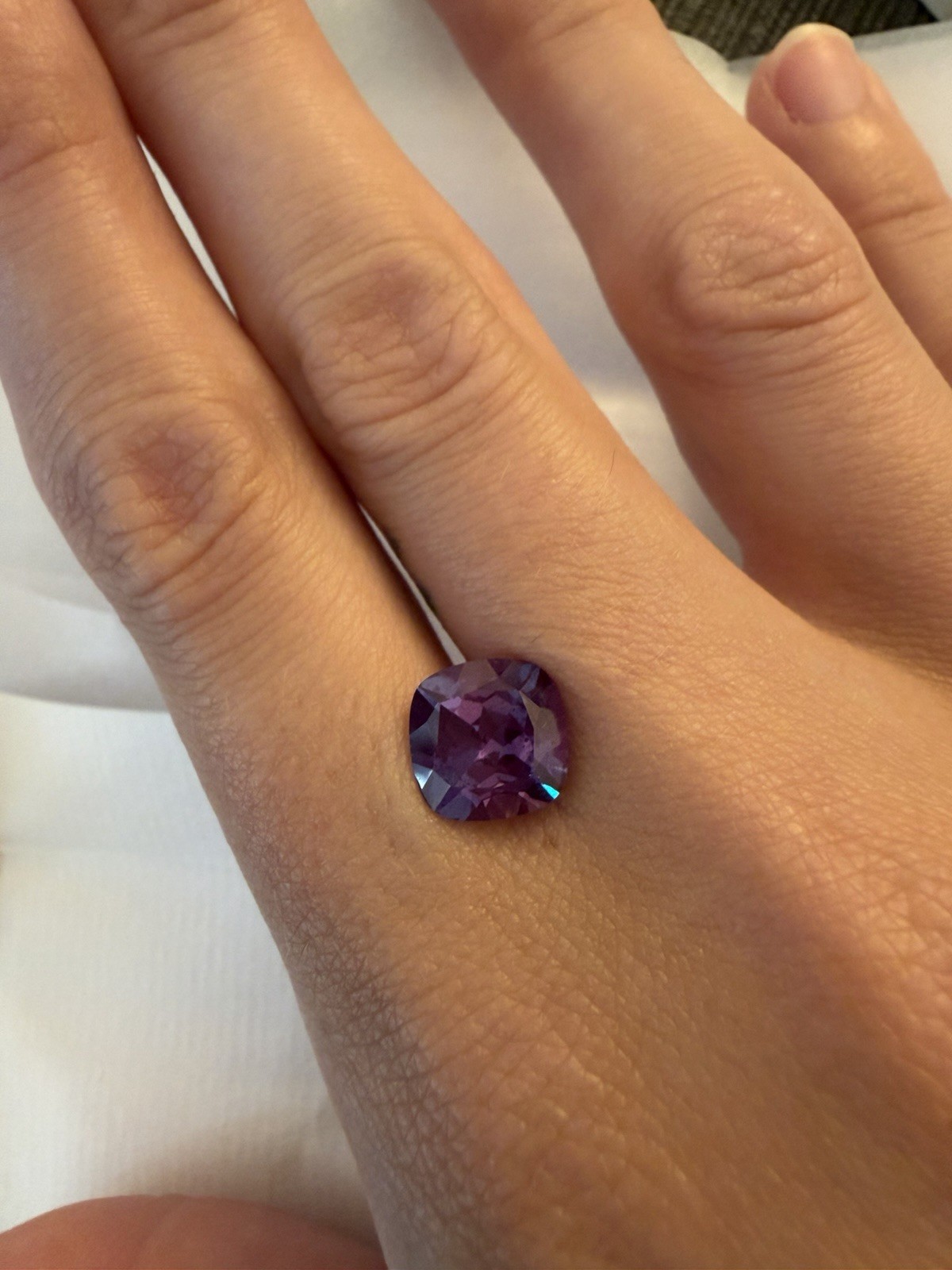 IGI Certified Lab-Created Alexandrite Cushion Mixed Cut Color Change 8.99x8.96mm