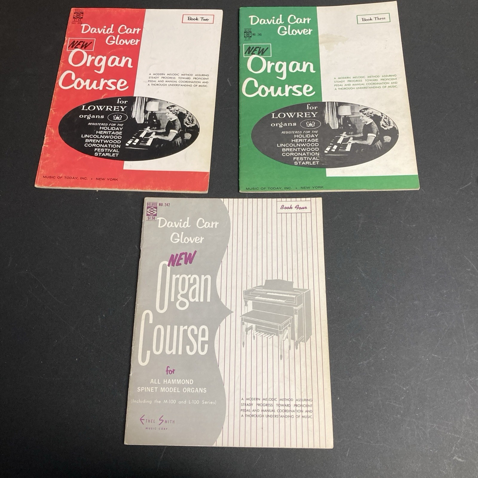 Vtg 60s David Carr Glover Hammond Spinet Lowrey Organ Course Books 2, 3 And 4