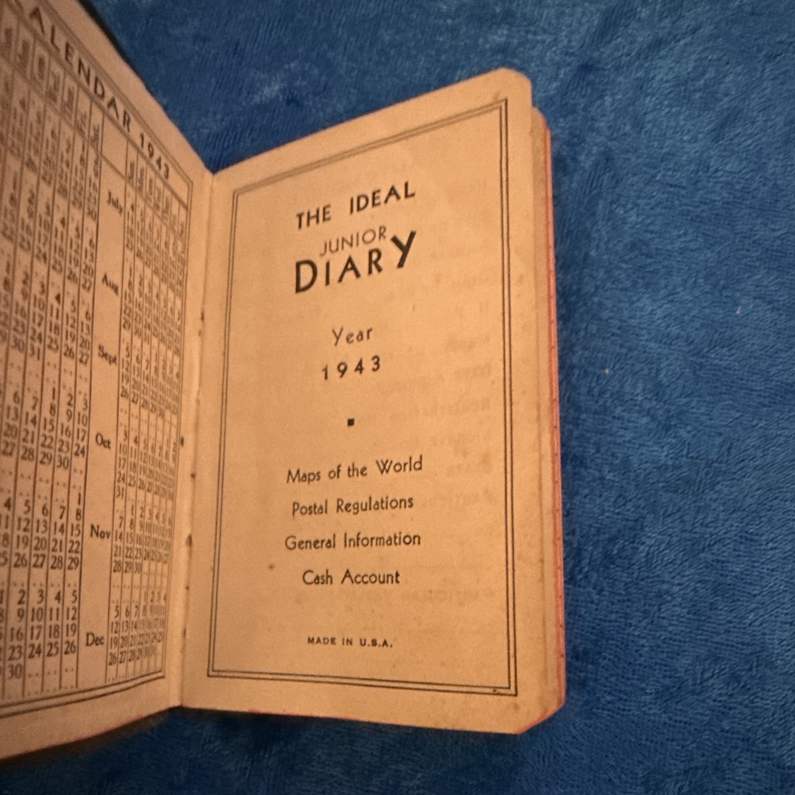 Vintage 1943 The Ideal Junior Diary Pocket Journal WorldWar II Era WWII Ephemera