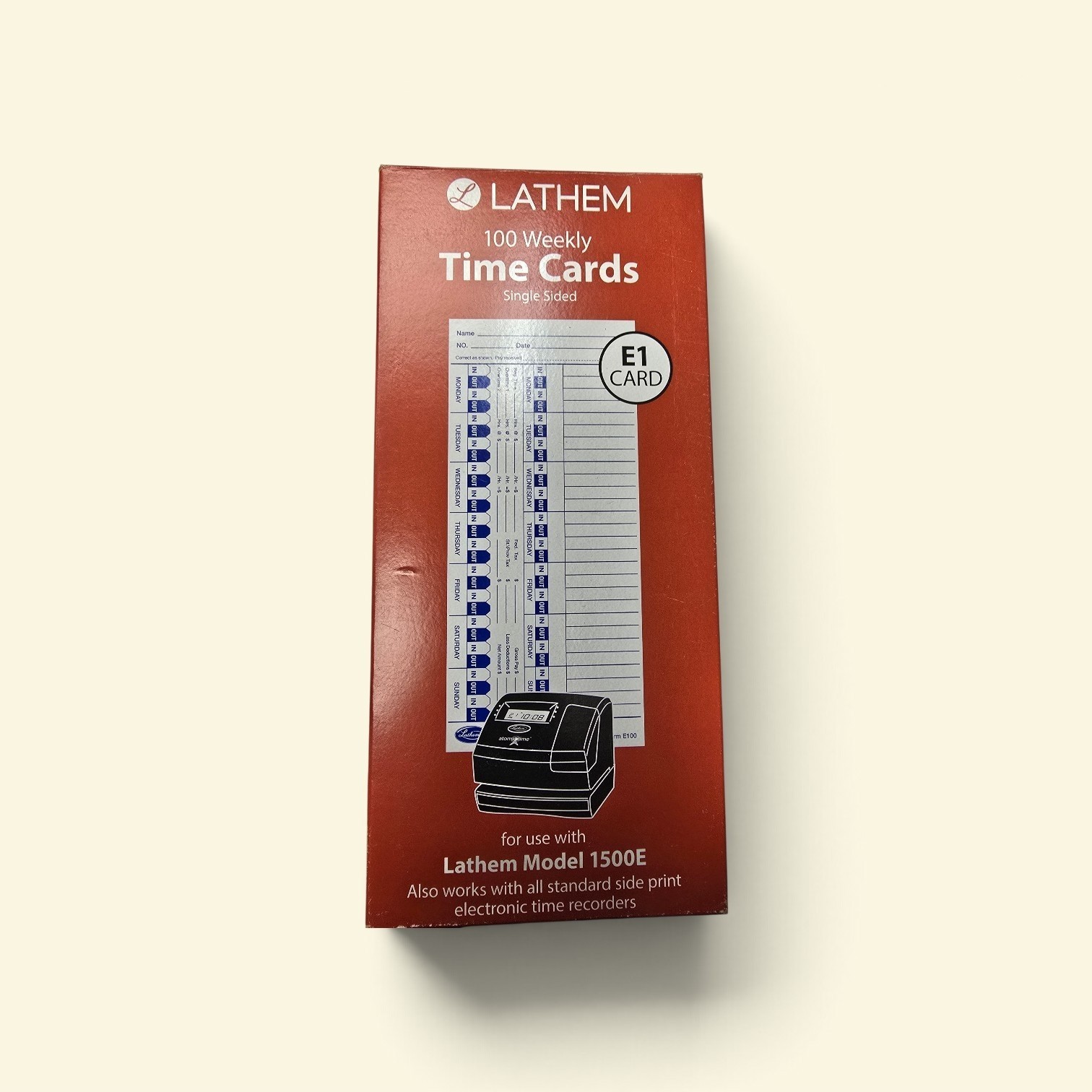OEM Lathem E1 100 x Weekly Time Card E100 - Models 900E/1000E/1500E/5000E White OEM Lathem E1 100 x Weekly Time Card E100 - Models 900E/1000E/1500E/5000E White