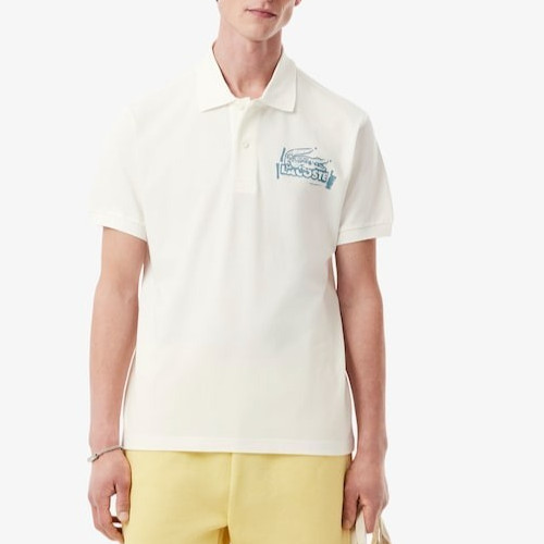 Lacoste Polo Shirt Men\'s SZ XL White Classic Fit Organic Cotton Mesh $125