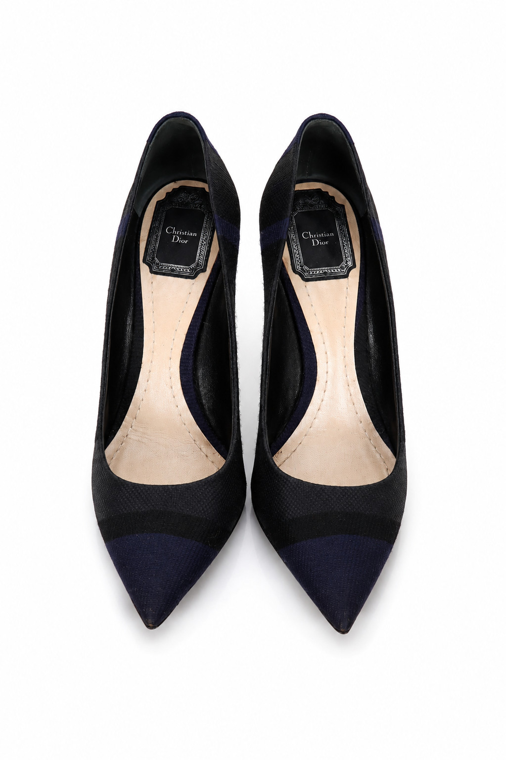 Christian Dior Women\'s Pointed Toe Pumps Black Blue Mesh Size 37