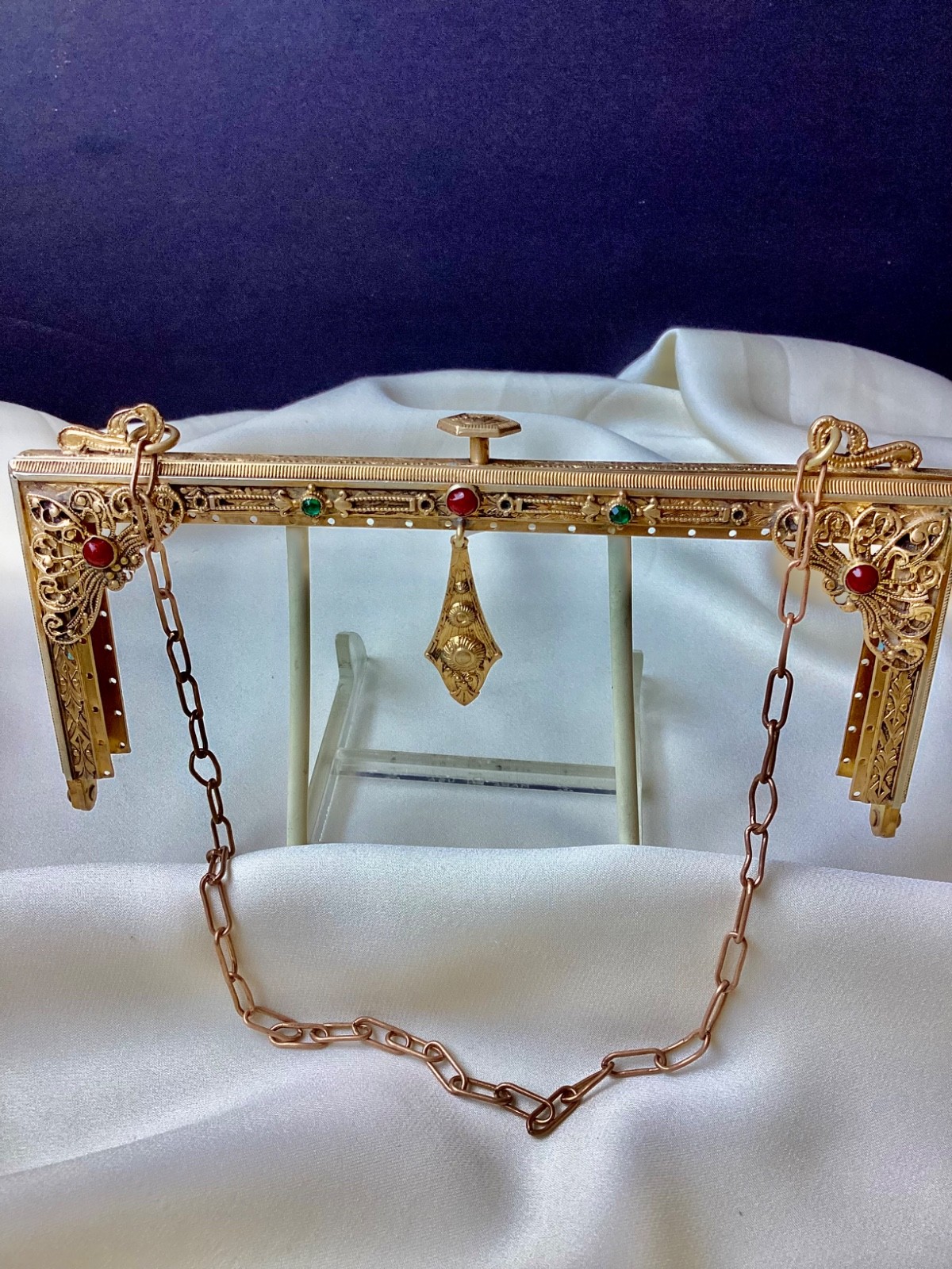 Vintage 1920s Edwardian Purse Frame, Polished Brass,Mint Condition
