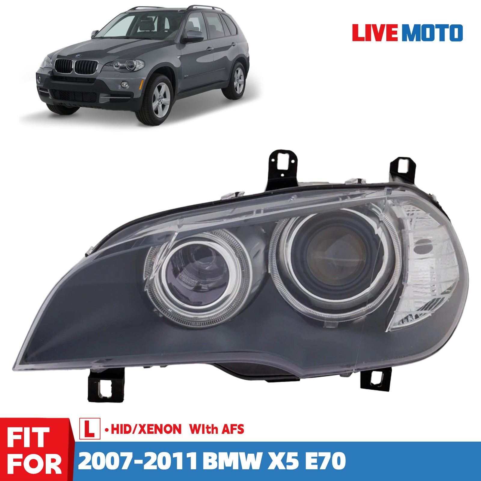Driver Side HID/Xenon Headlight For BMW X5 E70 2007-2010 with Adaptive Lamps